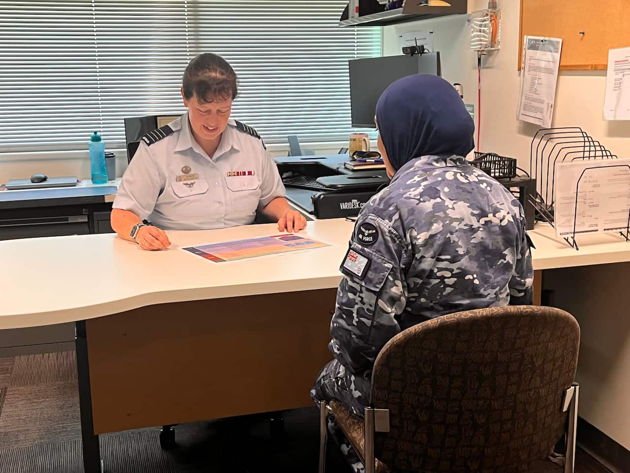 Group Captain Alison McCarthy says Flying Officer Ayah Khalid's life experience is an assett