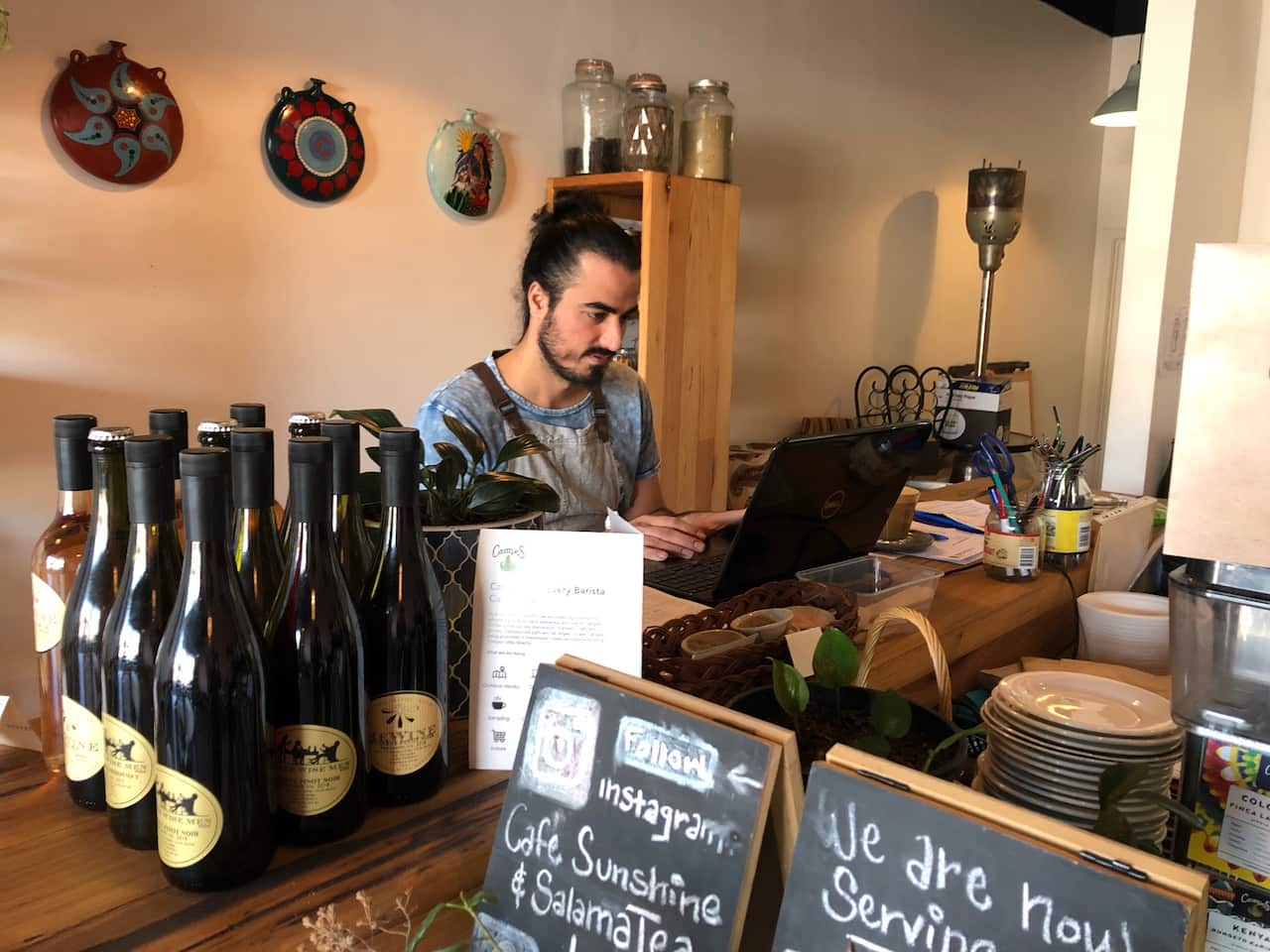 Hamed Allahyari does the books at Salama Tea House