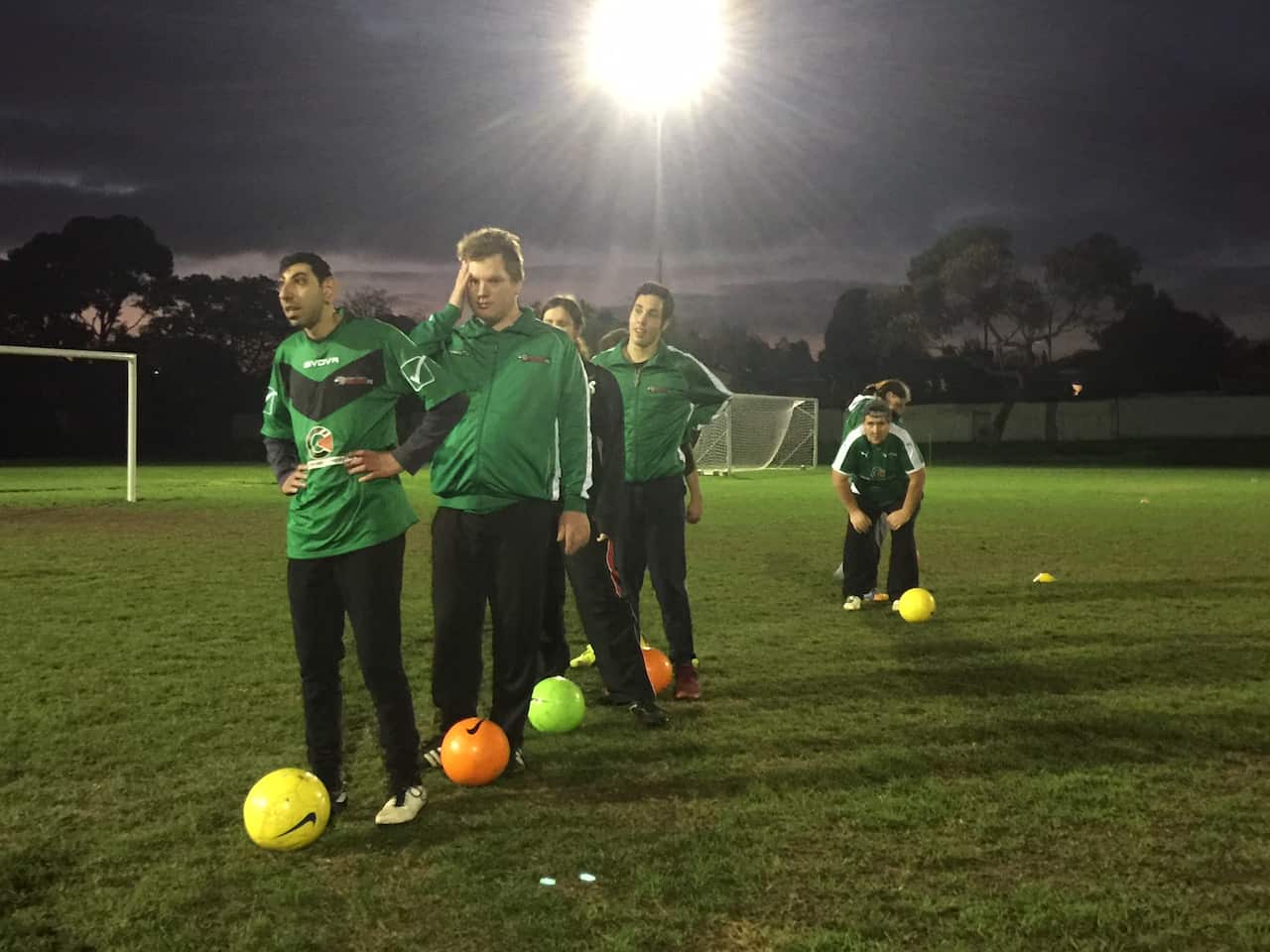 Northern Falcons players line up for drill