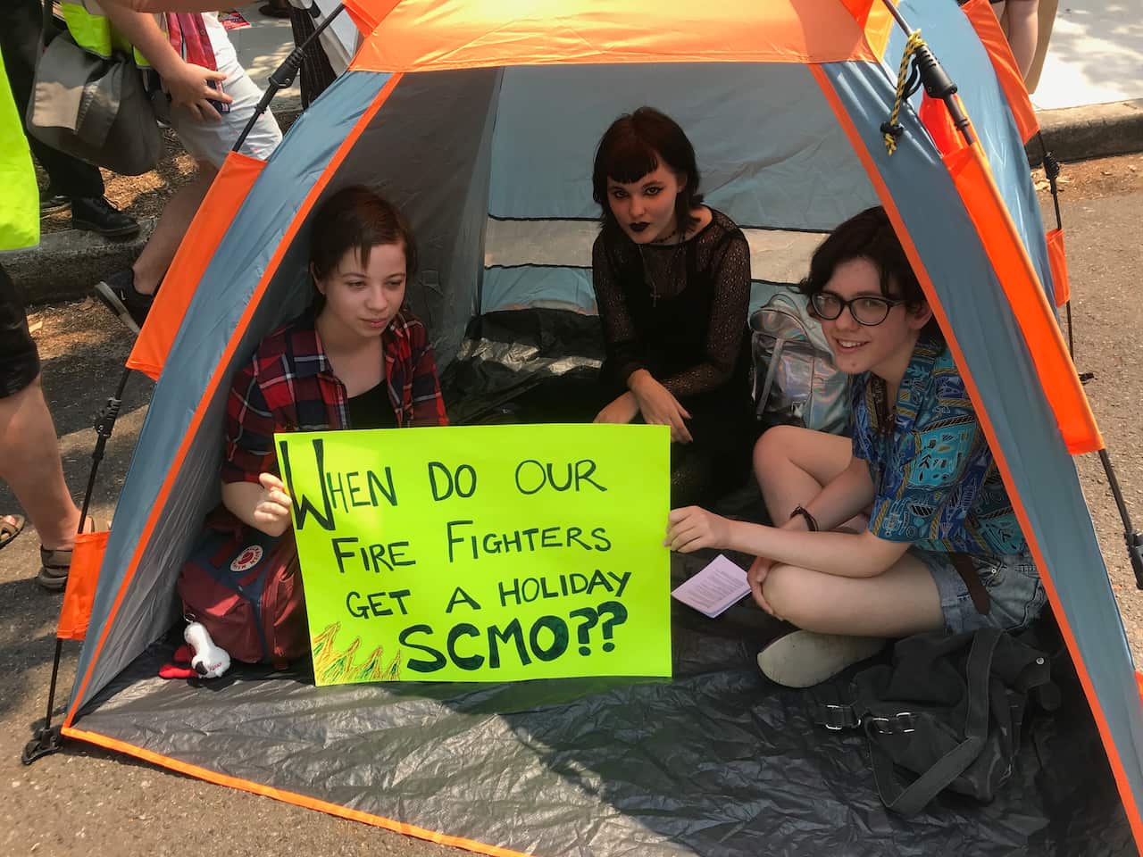 Protesters set up tents outside Kirribilli House, the PM’s official residence, as part of the protests.