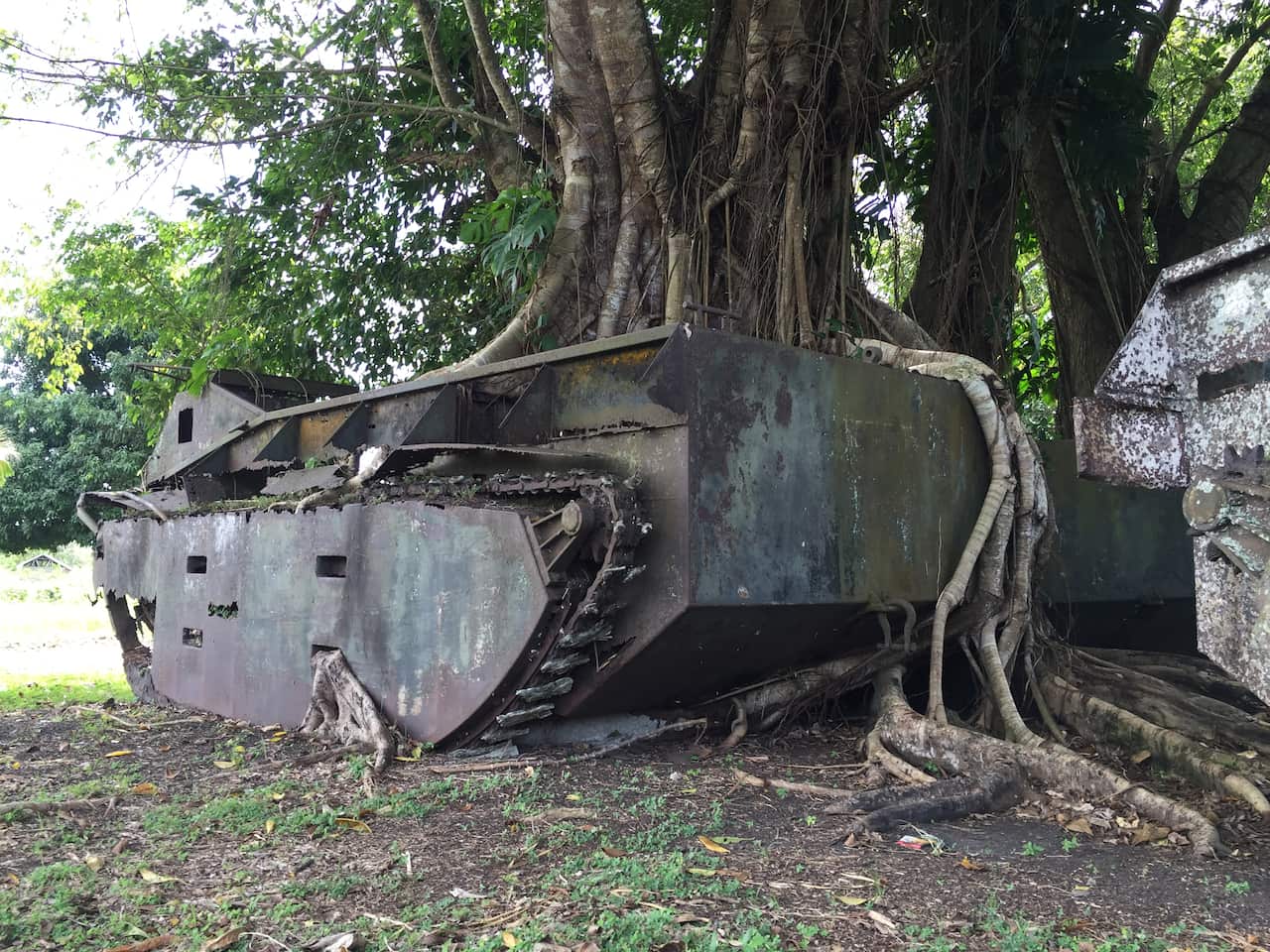 US landing craft abandoned at Tetere Beach, Guadalcanal, Solomon Islands