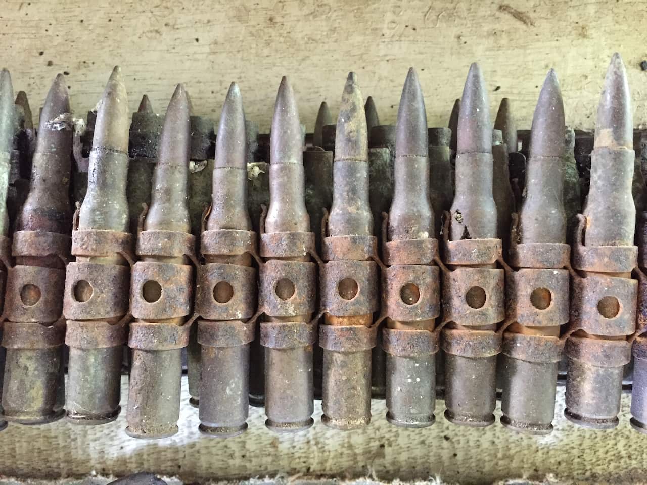 Ammunition collected from the Munda battlefield, Solomon Islands