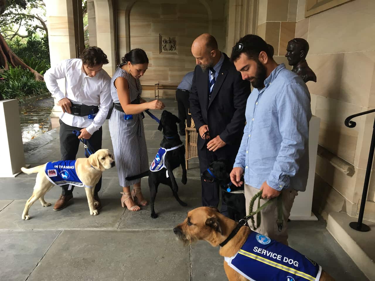 Ryan Geddes with his service dog Yogi.