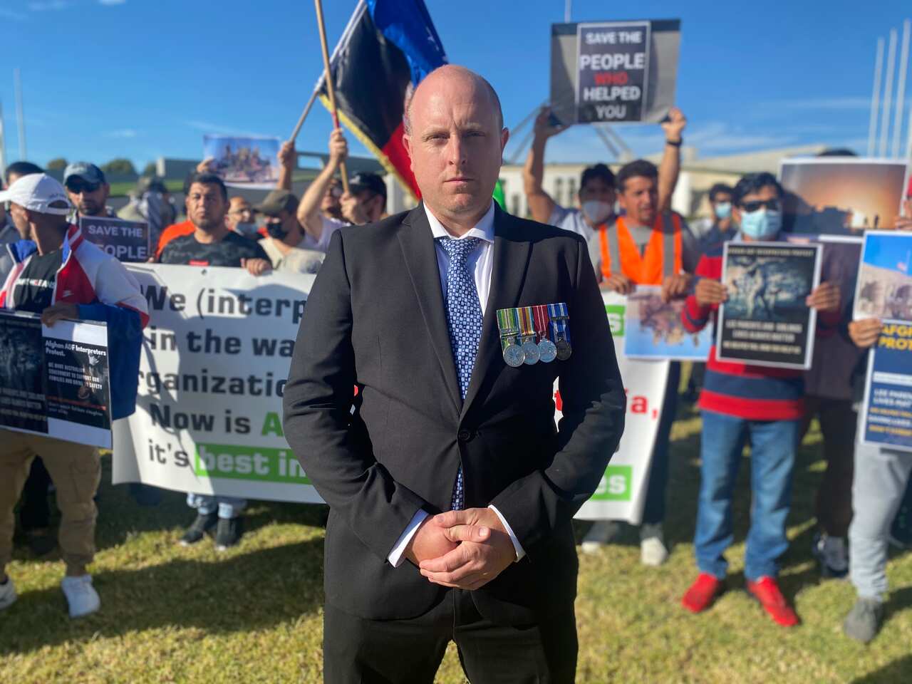 Sulwin Leech is a former Australian Defence Force member who attended the protest.
