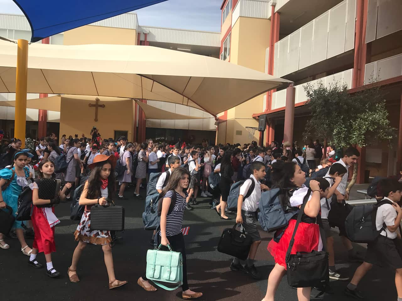 Students at St Hurmizd Primary, in Greenfield Park in Sydney's west 