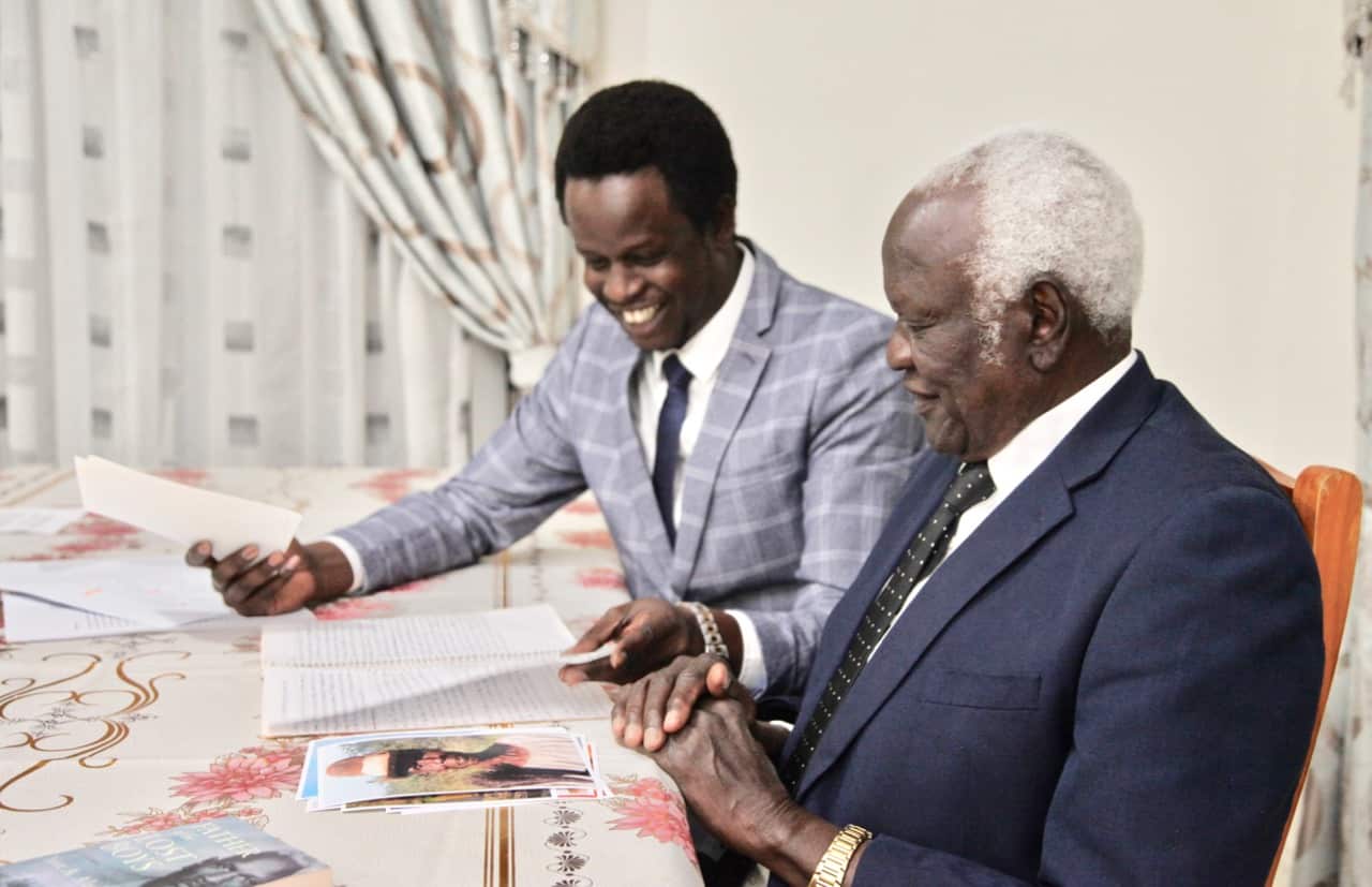 Yuot and his father researching for the book. 