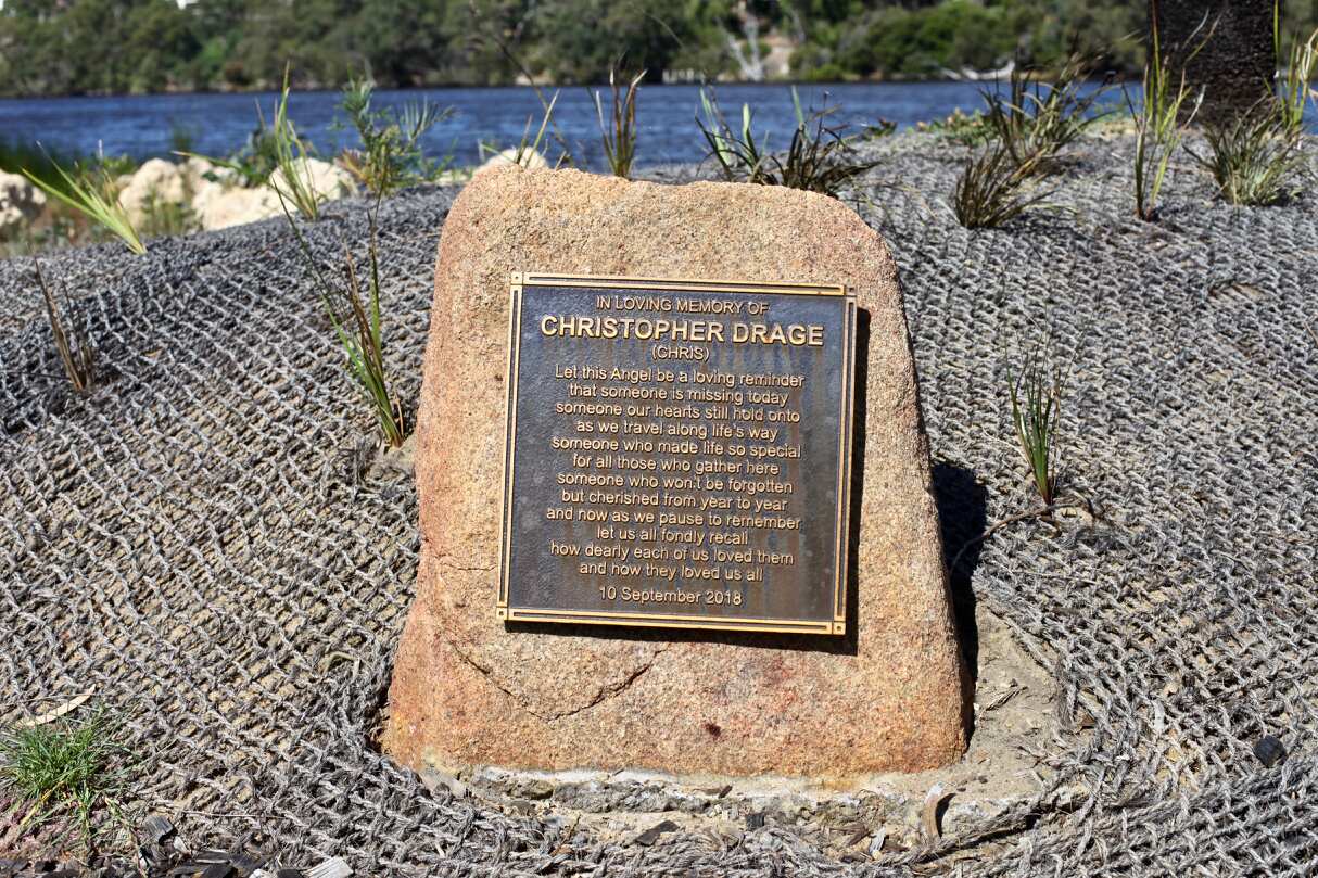A memorial by the banks of the Swan River. 
