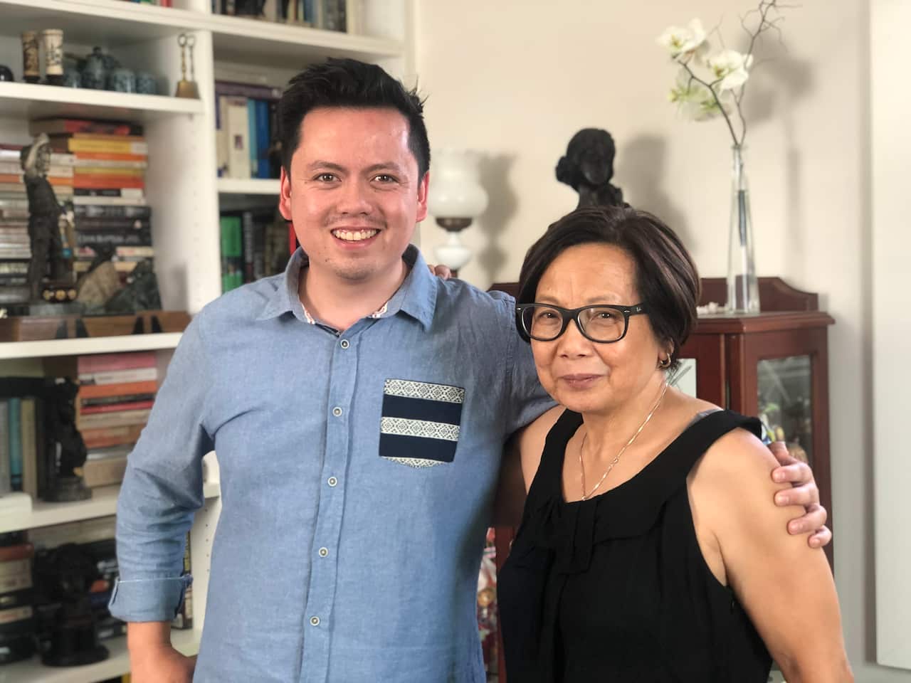 Agnes Shea's story has inspired her son Jordan (left) to write a quirky play about the role migrant nurses had in establishing Australia's healthcare system. 