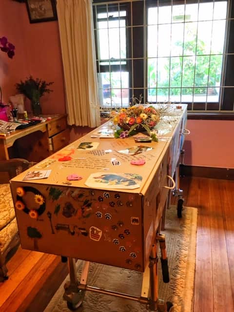 A coffin from a home funeral