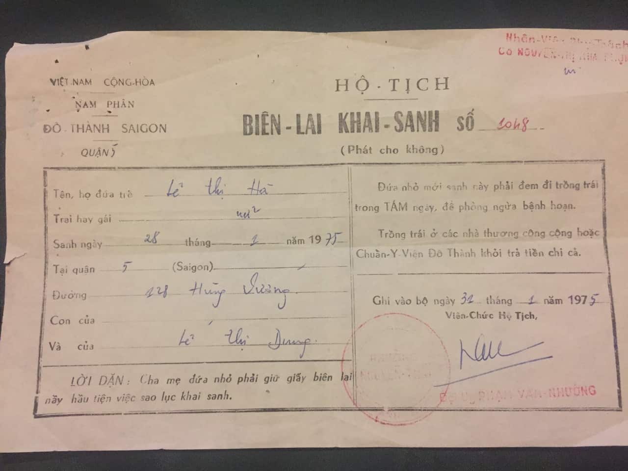 Chantal Doeke was named 'Le Thi Ha' before she was abandoned in Tu Du hospital in Ho Chi Minh. (Supplied)