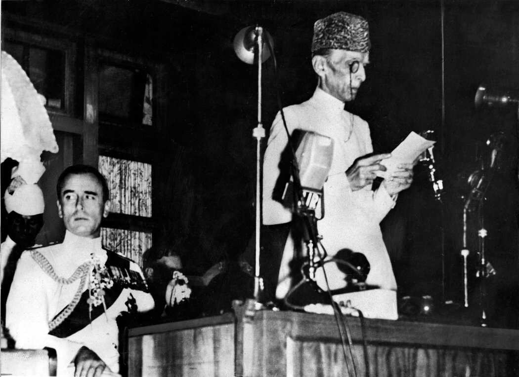 Muhammad Ali Jinnah, the founder of Pakistan, on the country’s first day as a nation. Lord Louis Mountbatten, oversaw the partition of the subcontinent.