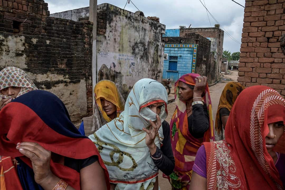 Dalit women, a class of Indians who are not just considered lower caste, but technically outcaste, in the village of Thati, India.