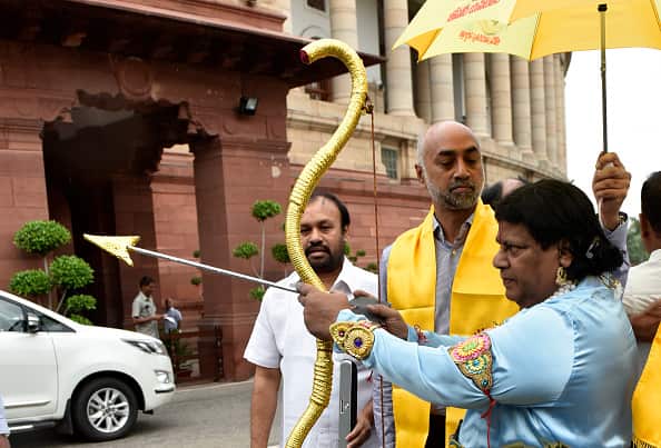 It's not the first time Naramalli Sivaprasad has dressed up. He's pictured here as Lord Ram.