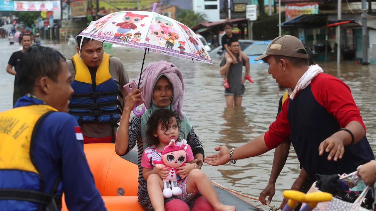Rescue team at Jatibening on the outskirts of Jakarta, Indonesia.