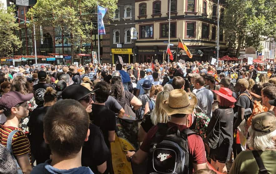 Tens of thousands gathered in Melbourne calling for the date of Australia Day to be changed.