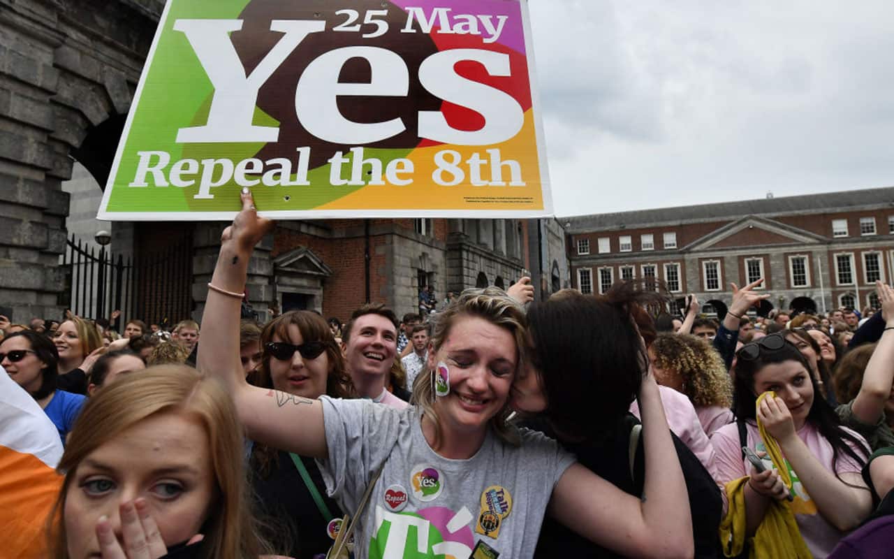 A Yes voter breaks down in tears as the result of the Irish referendum on the 8th amendment.