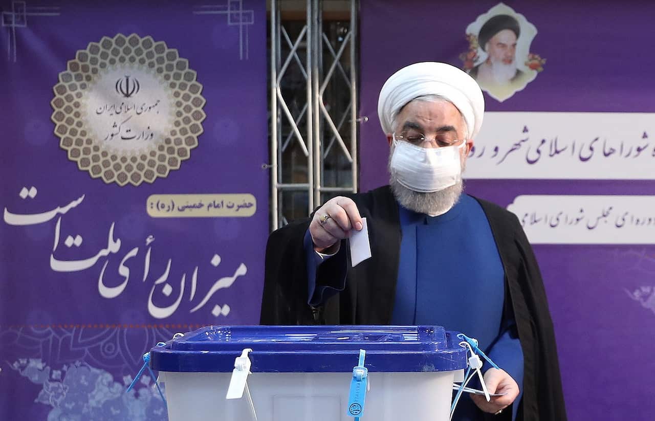 Iranian President Hassan Rouhani voting during the presidential election.