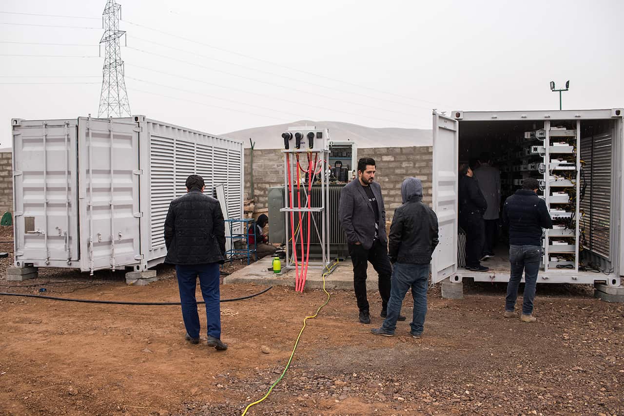 A Bitcoin mining operation in the desert outside Tehran, Iran, 