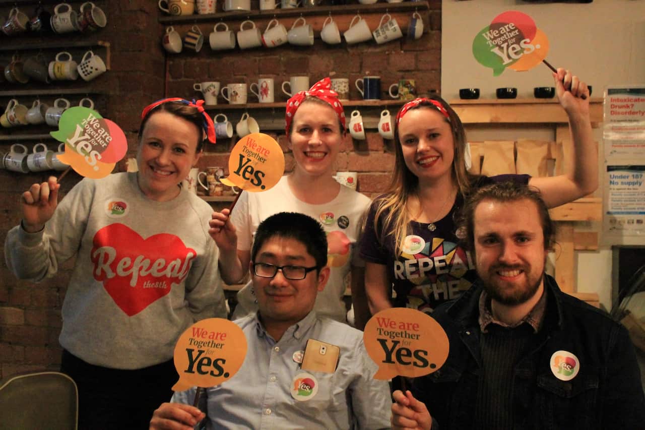 Yes vote supporters at a Diaspora Downunder Dollars for Choice event in Melbourne. 