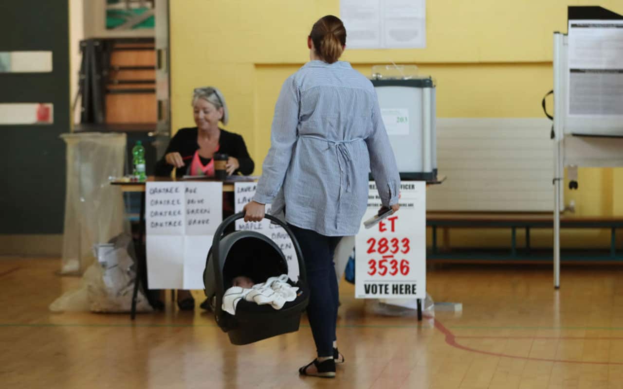 A woman in a polling station in Dublin, as the country goes to the polls to vote in the referendum on the 8th Amendment of the Irish Constitution.
