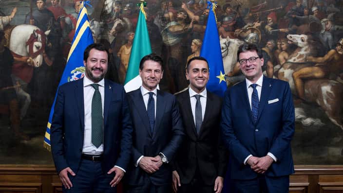 Italian Prime Minister Giuseppe Conte with members of his new government. 
