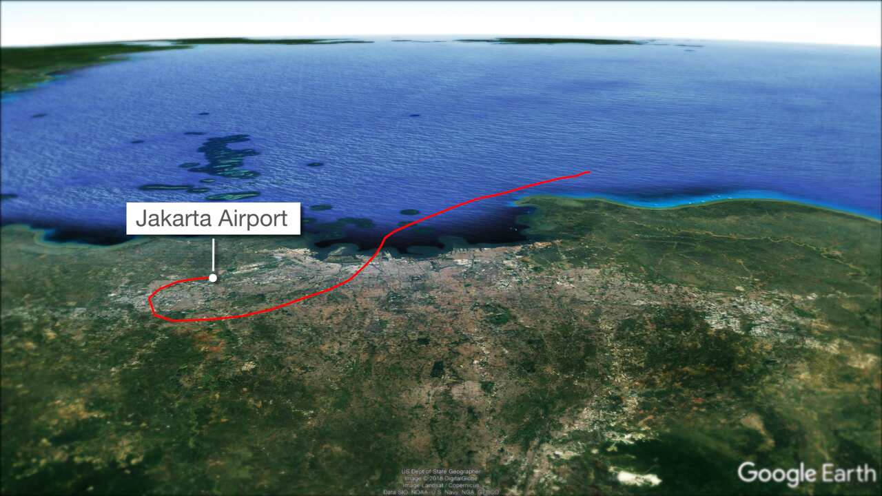 The plane took off from Jakarta airport and crashed 13 minutes later. 