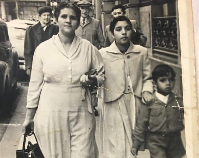 Janice Petersen's father as a boy (right), pictured with his mum and sister.