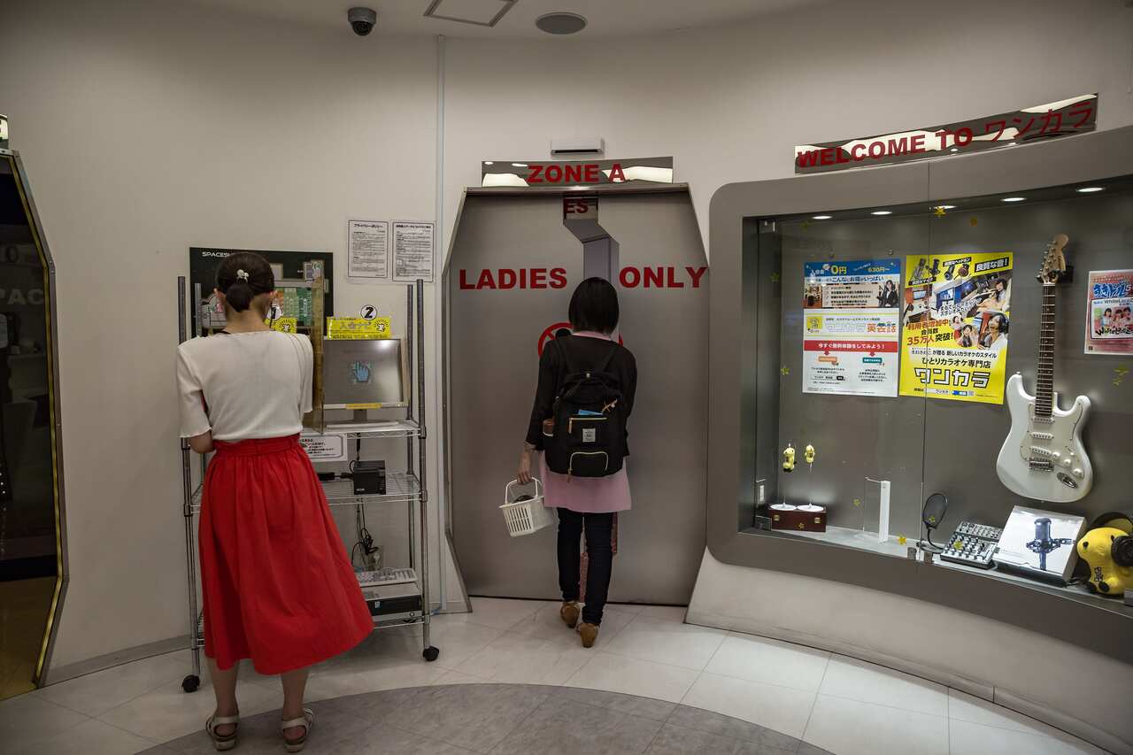 One Kara, a solo karaoke establishment that has a ladies-only section, in Tokyo, Aug. 22, 2018. (Andrea DiCenzo/The New York Times)