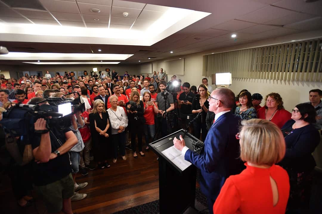 South Australian Labor supporters gather after their defeat.