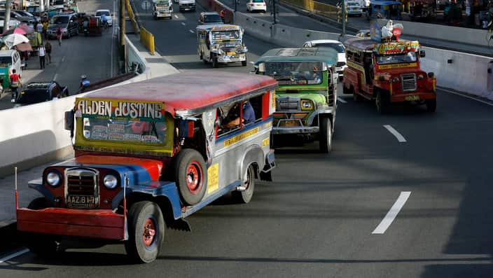 A view of mini-bus named 'Jeepneys', a popular and uniquely Filipino mode of mass transport.