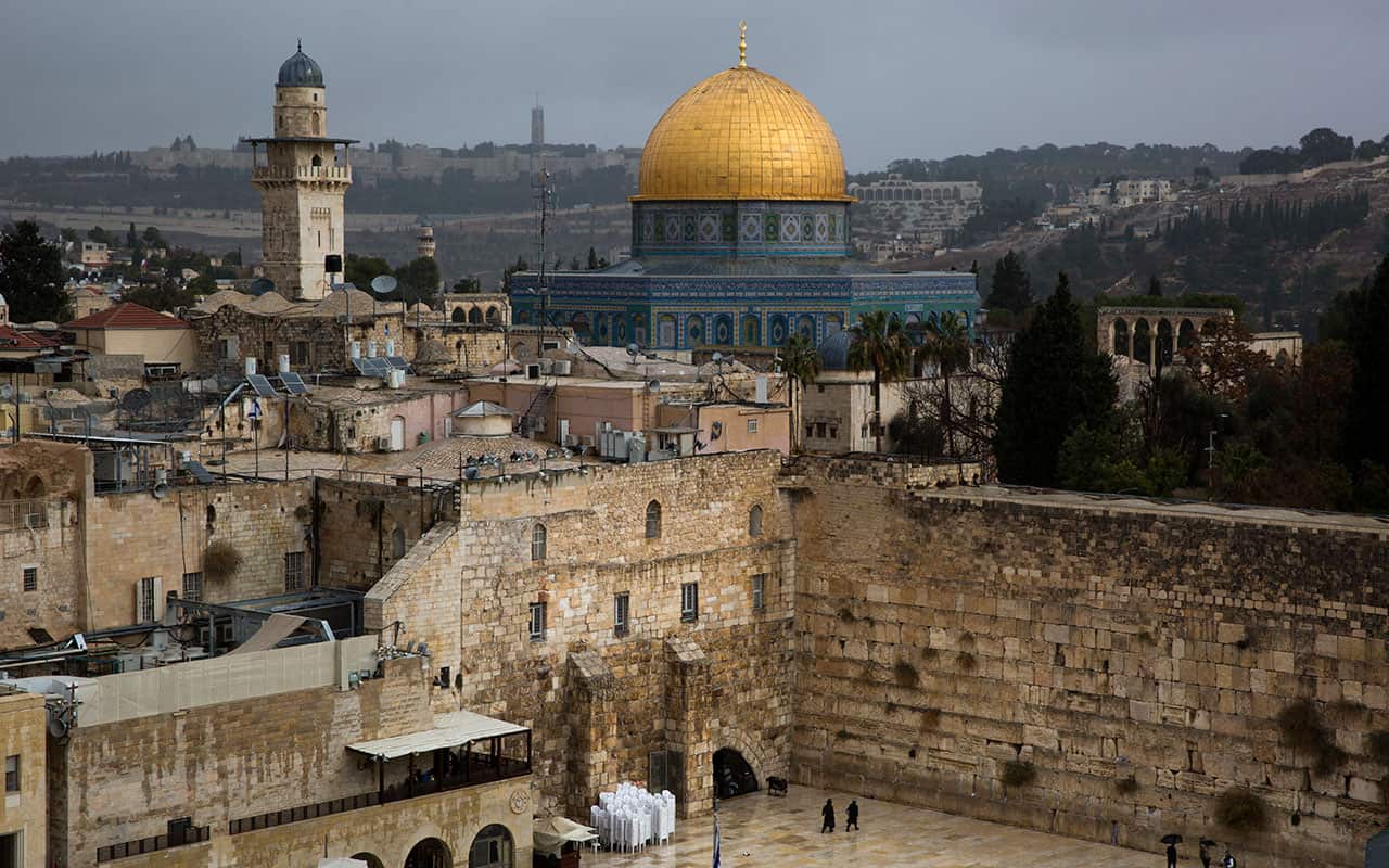 A view of the Western Wall and the Dome of the Rock, some of the holiest sites for for Jews and Muslims, is seen in Jerusalem's Old City, Wednesday, December 6.