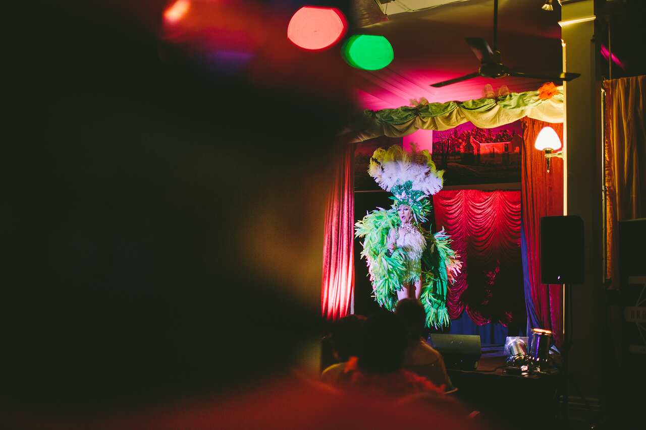 Drag performer at Broken Heel Festival 