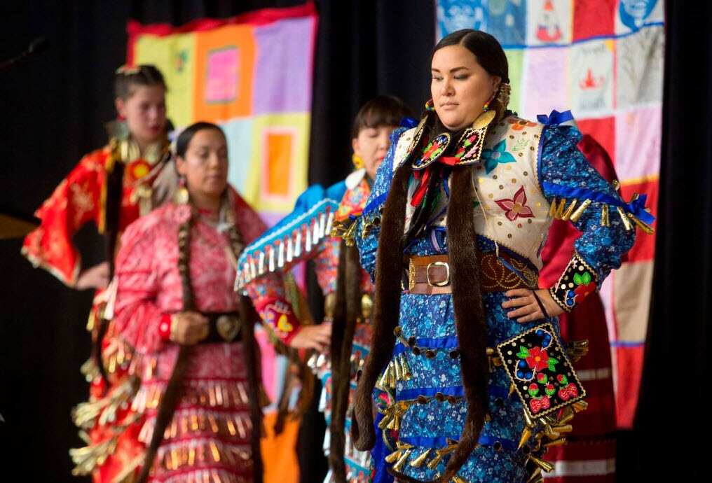 Jingle Dancers perform at the closing ceremony marking the conclusion of the National Inquiry into Missing and Murdered Indigenous Women and Girls (Getty Images)