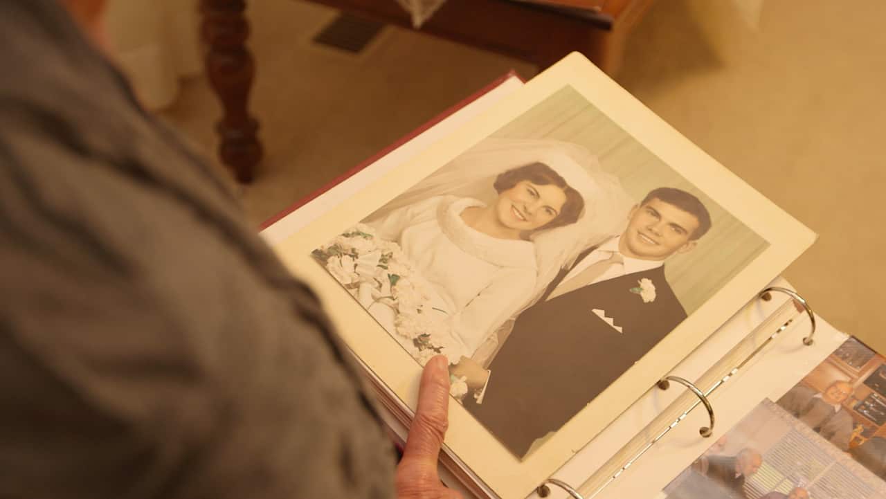 Just married ... motor neuron disease claimed Joe Pasin only months before the 50th anniversary of his marriage to Mim. 