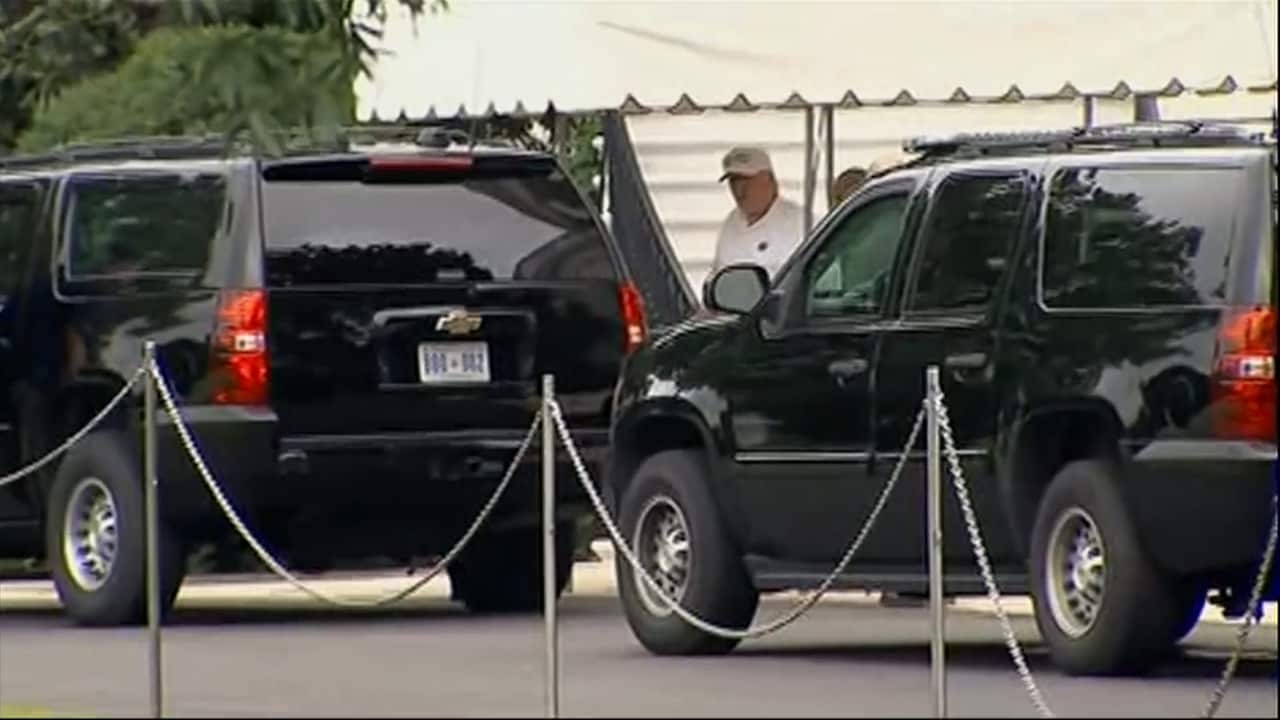 US President Donald Trump was not at the funeral - instead, he played golf.