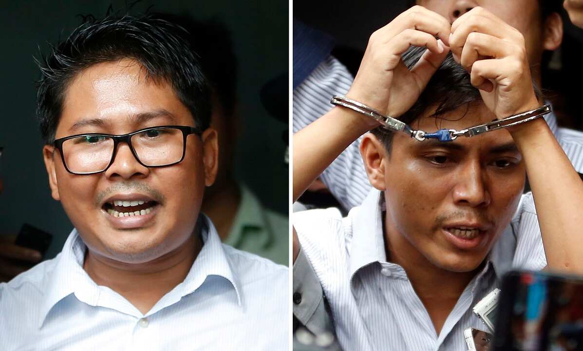 Reuters journalists Wa Lone, left, and Kyaw Soe Oo, right.