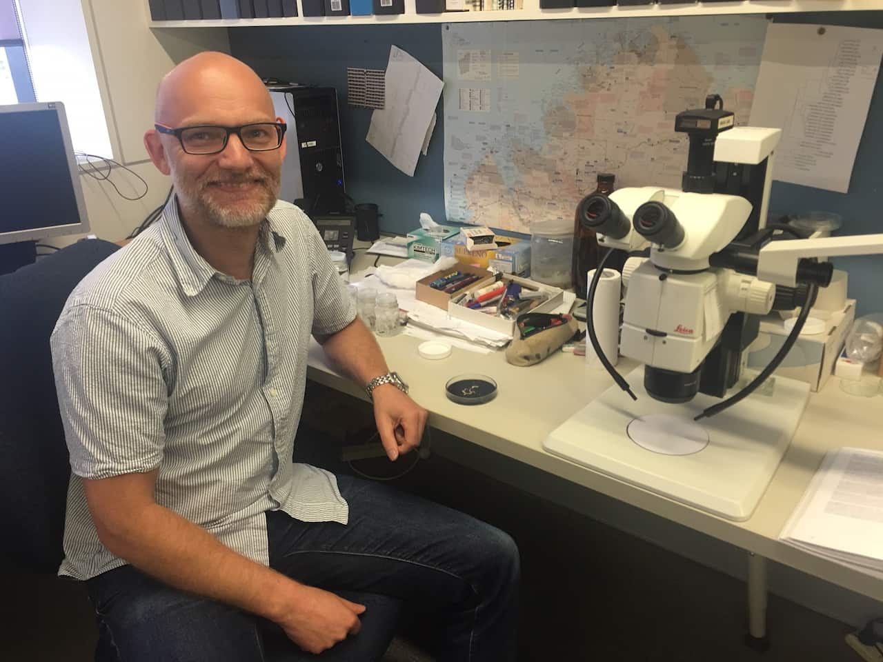 Professor Frank Kohler studies snail taxonomy.