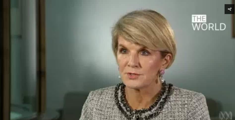 Foreign Minister Julie Bishop speaks with ABC Chief foreign correspondent Philip Williams on Thursday May 24th 2018.