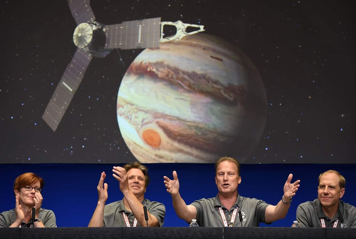 Press conference after the Juno spacecraft was successfully placed into Jupiter's orbit