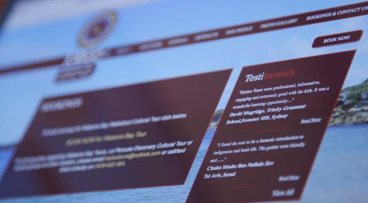 Kadoo Tours' homepage.
