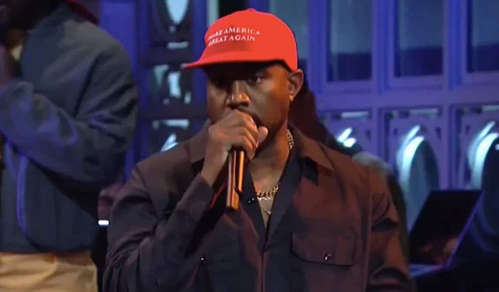 The rapper went on a political rant wearing a 'Make America Great Again' hat on Saturday Night Live. 