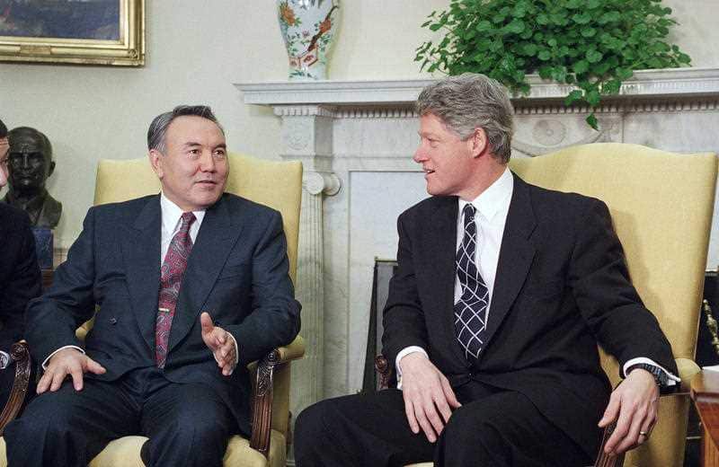 Then-President Bill Clinton meets with President Nursultan Nazarbayev in 1994.