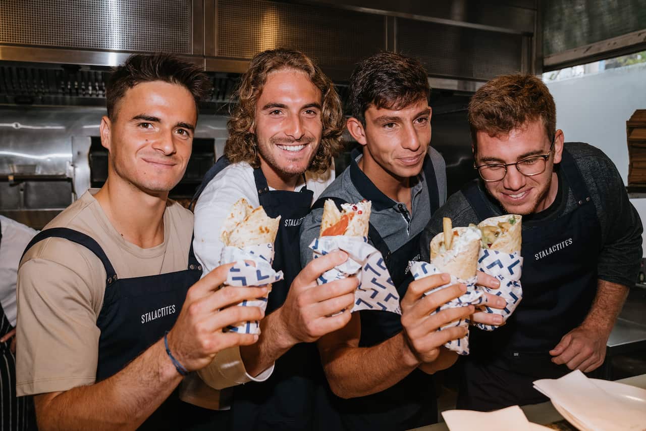 Greek tennis player Stefanos Tsitsipas (second from left)