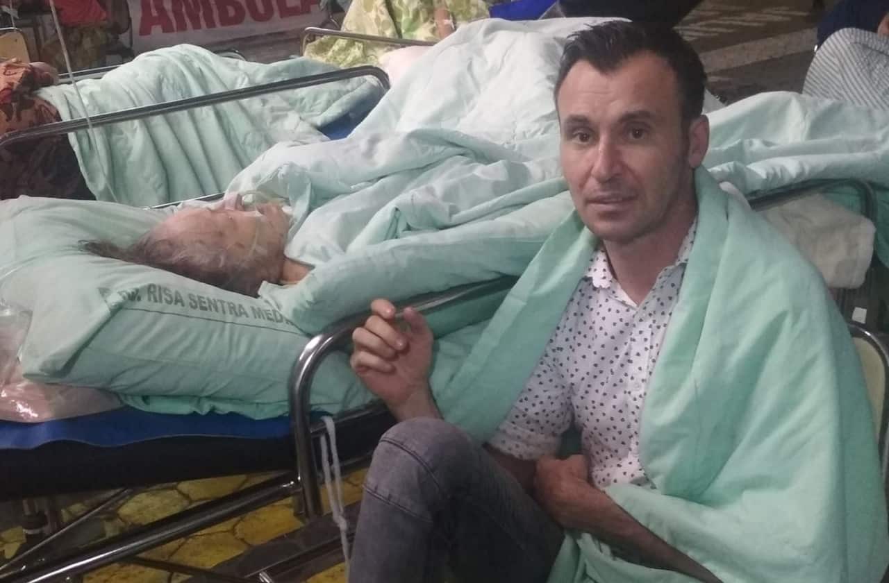 In an image acquired from social media Monday, August 6, 2018, shows Australian Jon-Paul Kennedy with his mother in Mataram, Indonesia.