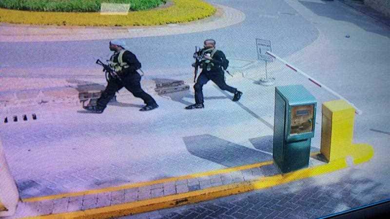 Militants captured on CCTV. Local police said all of the gunmen were killed.