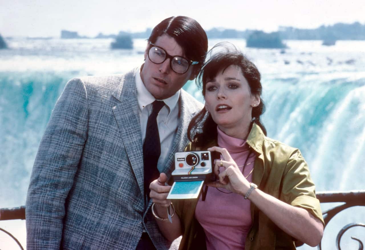 CHRISTOPHER REEVE as Superman / Clark Kent, MARGOT KIDDER as Lois Lane Date: 1980