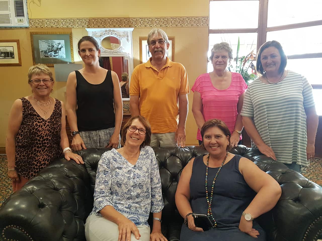 Supporters of the nuclear waste facility at the local pub, including Geoff Baldock (centre). 