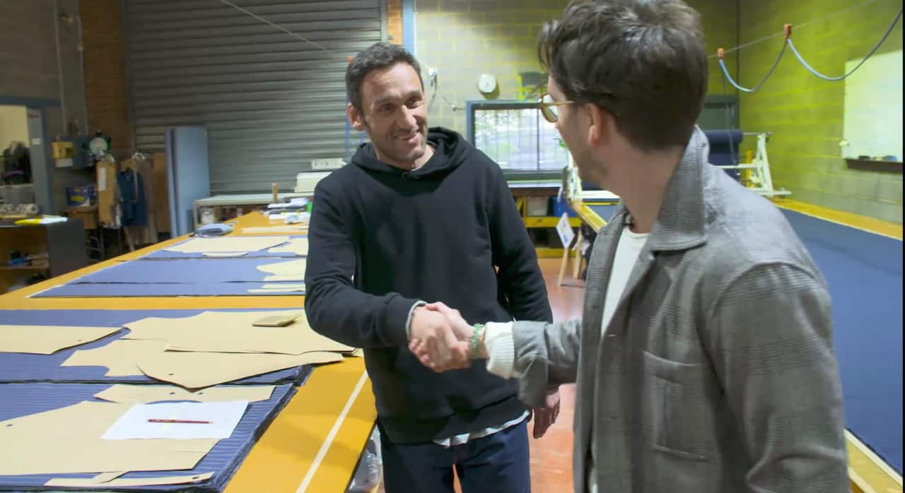 Some of Christian Kimber's clothing is made by a family business, at a factory in the Melbourne suburb of Brunswick. 