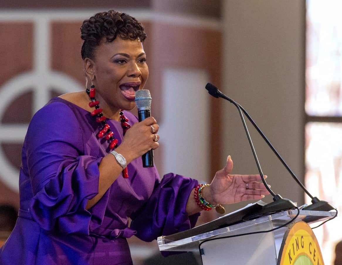 The Rev. Martin Luther King Jr.'s daughter, the Rev. Bernice King speaking at Ebenezer Baptist Church (AAP)