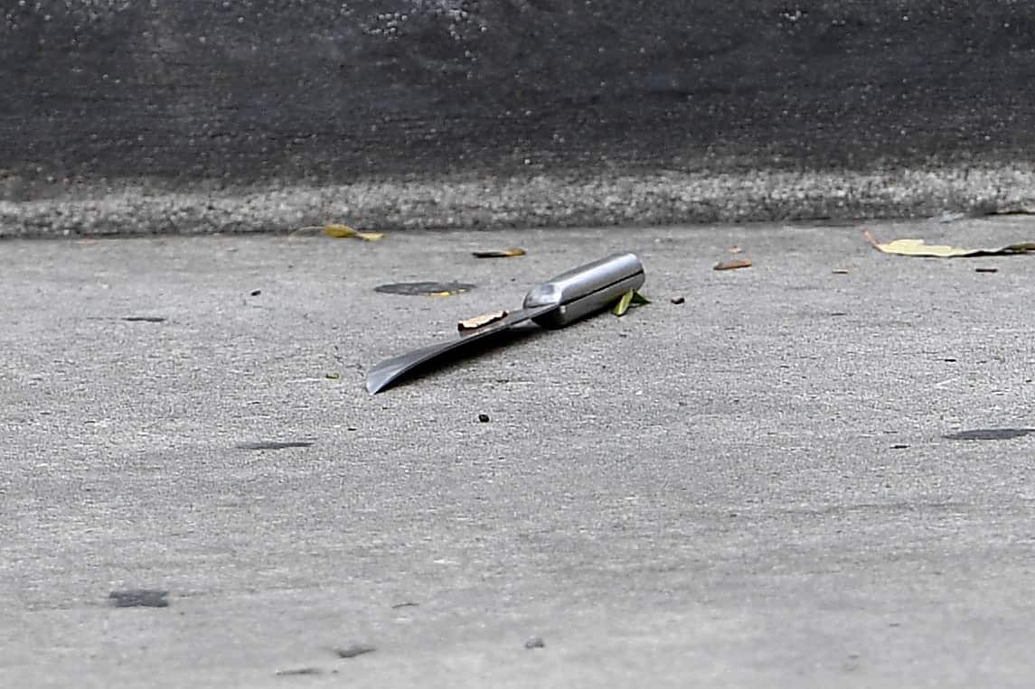A knife is seen at a shopping centre adjacent to Bonnyrigg high school, west of Sydney, Thursday, Feb. 2, 2017. (AAP)
